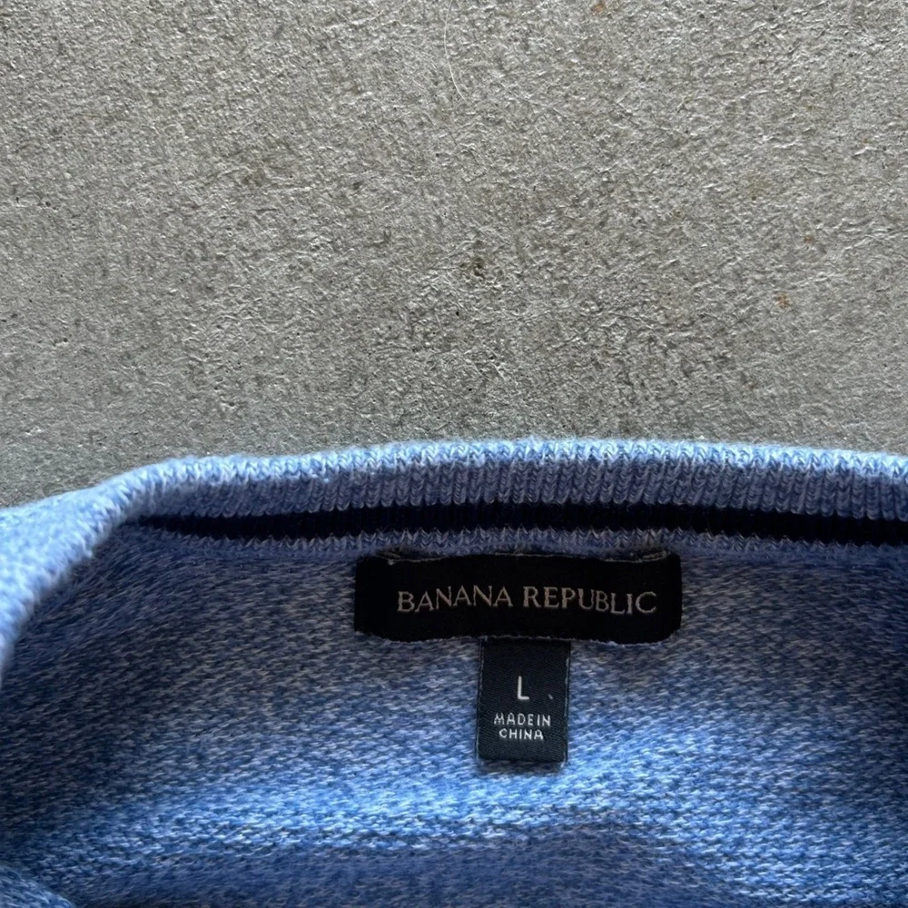 Banana Republic Sweater Mens Large Blue Raglan Crewneck Textured Knit Pullover